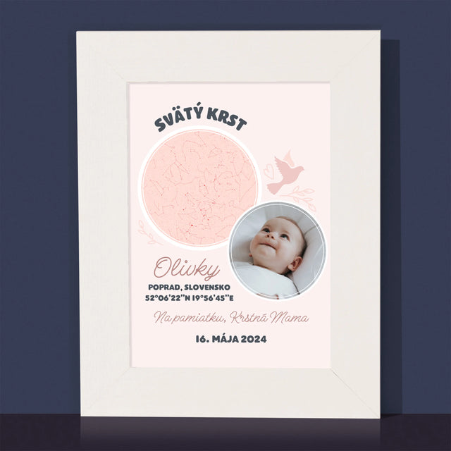 Mapa Hviezd: Krst - Rámček Na Fotografiu (Vertikálne)