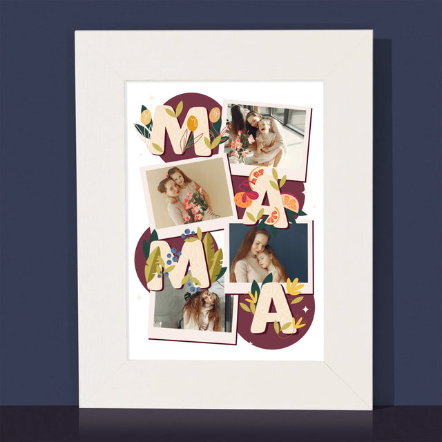 Fotokoláž: Písmená Mama - Rámček Na Fotografiu (Vertikálne)
