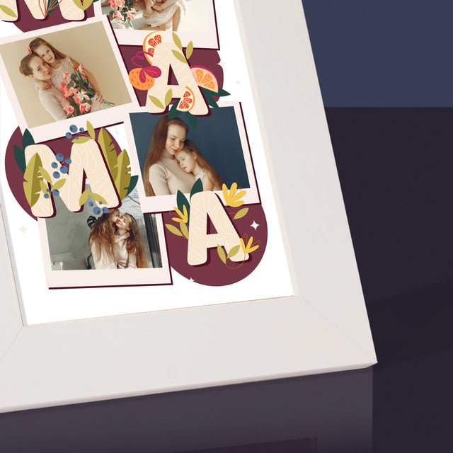 Fotokoláž: Písmená Mama - Rámček Na Fotografiu (Vertikálne)