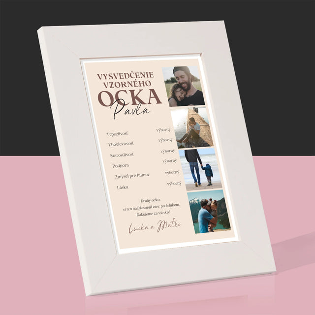 Fotokoláž: Vysvedčenie Vzorného Ocka - Rámček Na Fotografiu (Vertikálne)