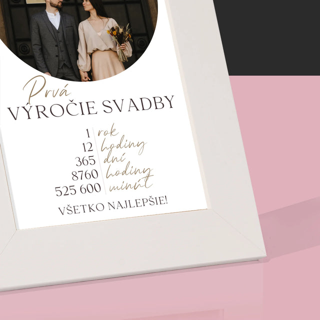 Fotografia A Podpis: Prvé Výročie Svadby - Rámček Na Fotografiu (Vertikálne)