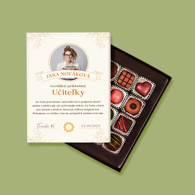 Fotografia A Podpis: Certifikát Príkladnej Učiteľky - Pralinky