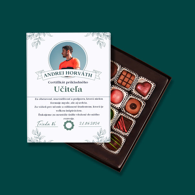 Fotografia A Podpis: Certifikát Príkladného Učiteľa - Pralinky