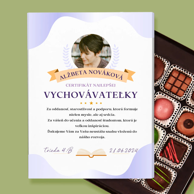 Fotografia A Podpis: Certifikát Najlepšej Vychovávateľky - Pralinky