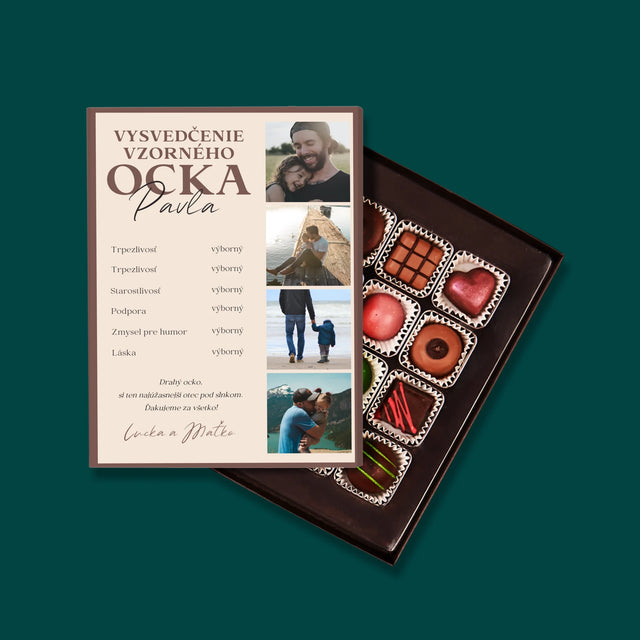 Fotokoláž: Vysvedčenie Vzorného Ocka - Pralinky