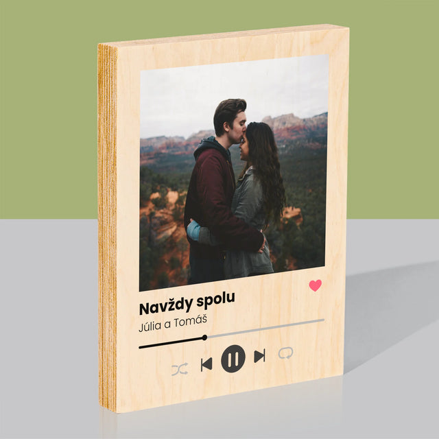 Fotografia A Podpis: Spotify S Tvojou Fotografiou - Tlač Na Drevo (Vertikálne)