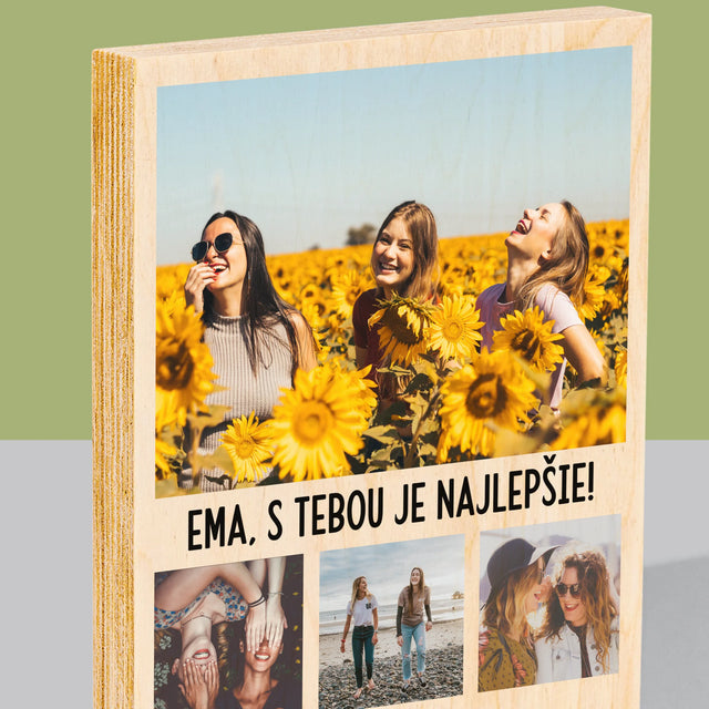 Fotokoláž: Najlepšie Kamarátky - Tlač Na Drevo (Vertikálne)