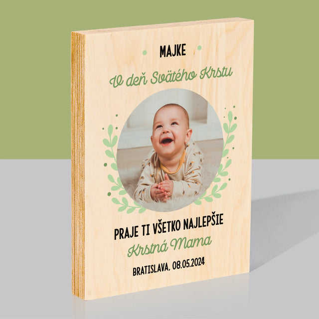 Fotografia A Podpis: Pri Príležitosti Svätého Krstu - Tlač Na Drevo (Vertikálne)