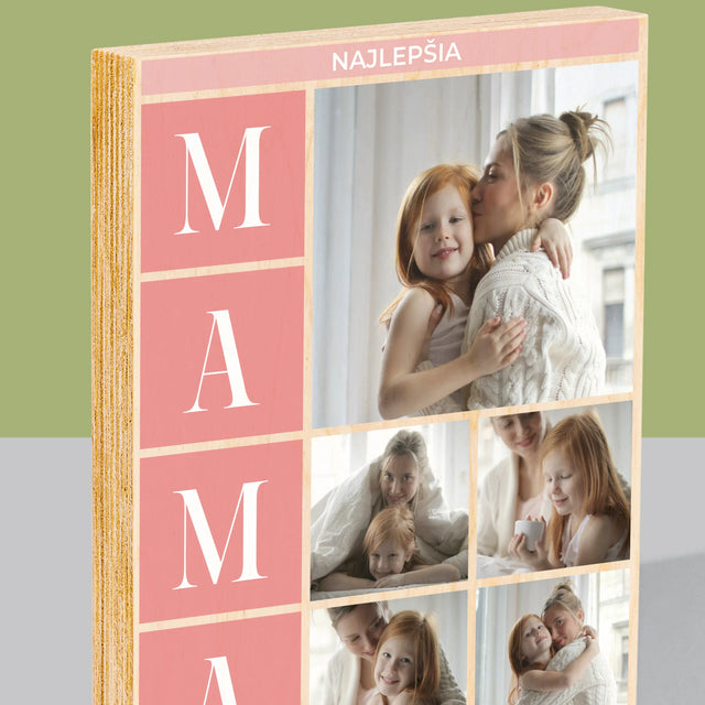 Fotokoláž: Najlepšia Mama Koláž - Tlač Na Drevo (Vertikálne)