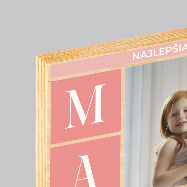Fotokoláž: Najlepšia Mama Koláž - Tlač Na Drevo (Vertikálne)