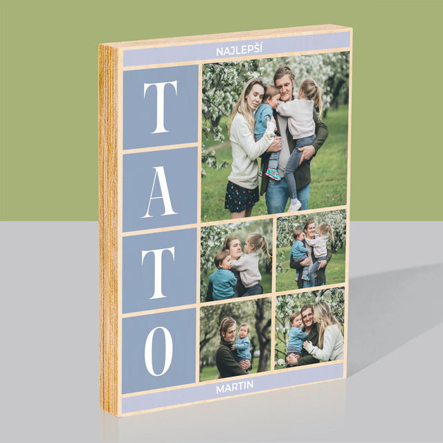 Fotokoláž: Najlepší Tato Koláž - Tlač Na Drevo (Vertikálne)