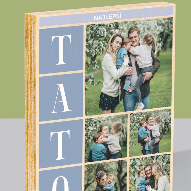 Fotokoláž: Najlepší Tato Koláž - Tlač Na Drevo (Vertikálne)