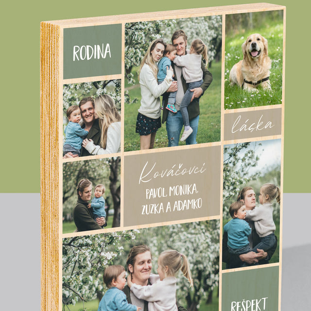 Fotokoláž: Rodinná Koláž Z Fotiek - Tlač Na Drevo (Vertikálne)