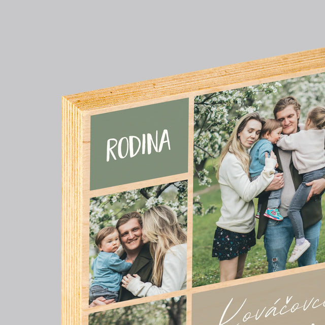 Fotokoláž: Rodinná Koláž Z Fotiek - Tlač Na Drevo (Vertikálne)