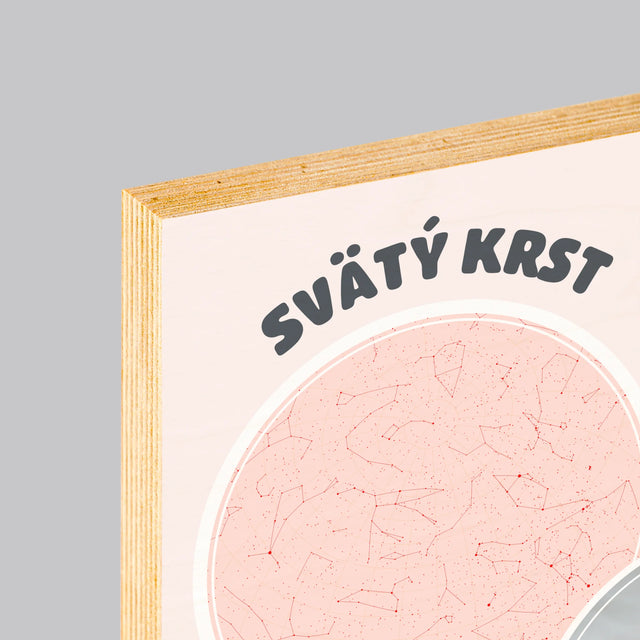 Mapa Hviezd: Krst - Tlač Na Drevo (Vertikálne)