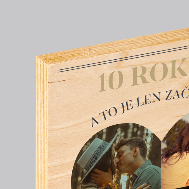 Tvar Z Fotografií: Výročie Srdce - Tlač Na Drevo (Vertikálne)