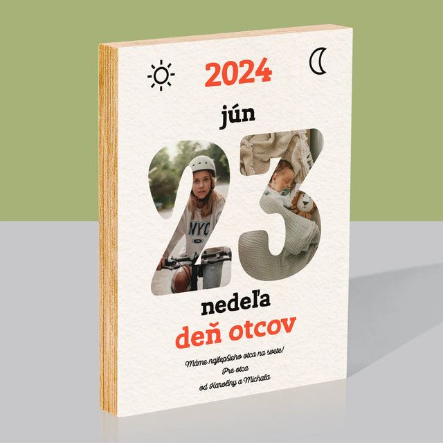 Slovo Z Fotografií: Deň Otcov List Kalendára - Tlač Na Drevo (Vertikálne)