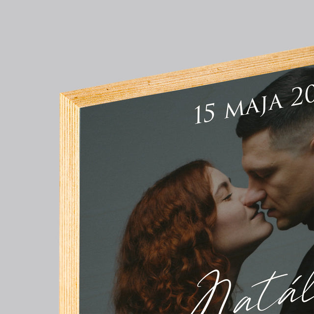 Fotografia A Podpis: Svadobná Fotografia Priania - Tlač Na Drevo (Vertikálne)