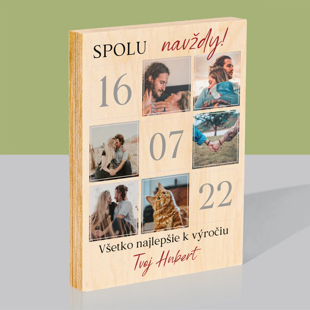 Fotokoláž: Spolu Navždy! - Tlač Na Drevo (Vertikálne)