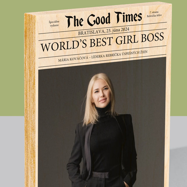 Obálka Časopisu: World’S Best Girl Boss - Tlač Na Drevo (Vertikálne)