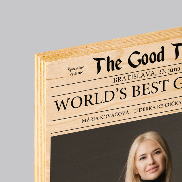 Obálka Časopisu: World’S Best Girl Boss - Tlač Na Drevo (Vertikálne)