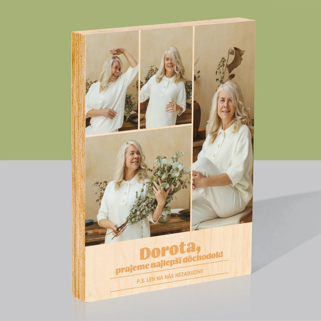 Fotokoláž: Najlepší Dôchodok - Tlač Na Drevo (Vertikálne)