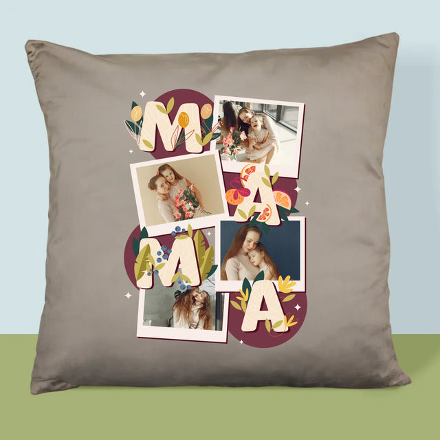 Fotokoláž: Písmená Mama - Vankúš 