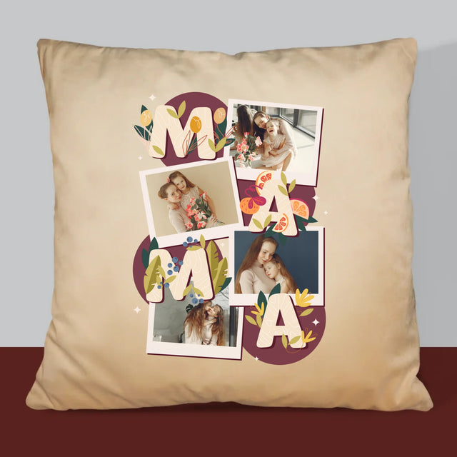 Fotokoláž: Písmená Mama - Vankúš 
