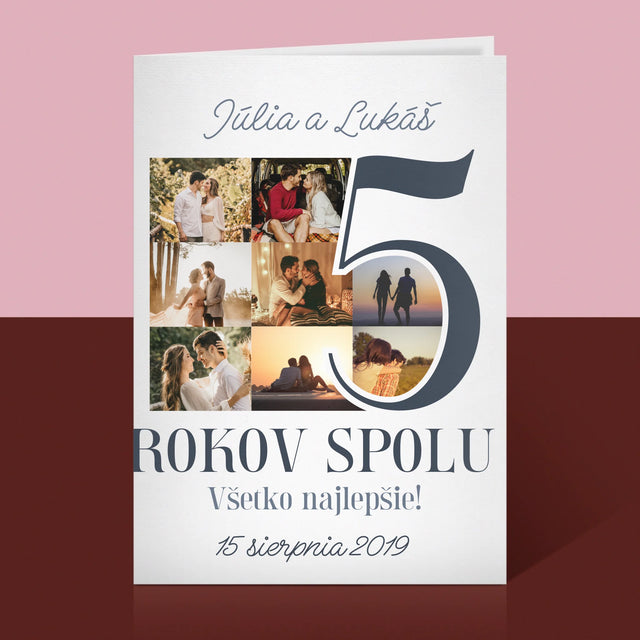 Fotokoláž: 5 Rokov Spolu - Kartička S Prianiami