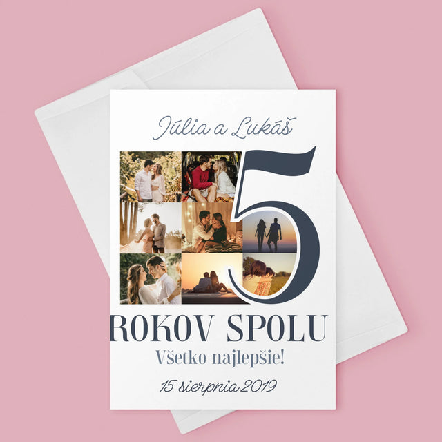 Fotokoláž: 5 Rokov Spolu - Kartička S Prianiami
