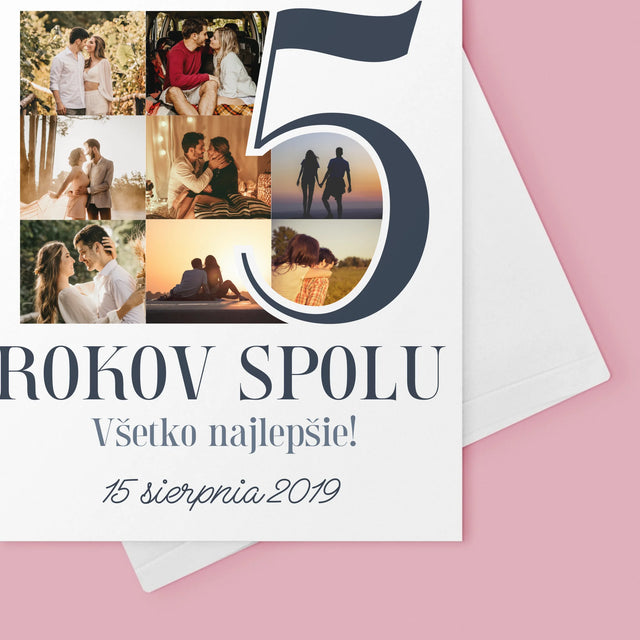 Fotokoláž: 5 Rokov Spolu - Kartička S Prianiami