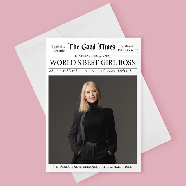 Obálka Časopisu: World’S Best Girl Boss - Kartička S Prianiami