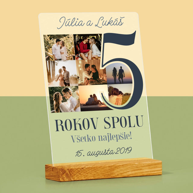 Fotokoláž: 5 Rokov Spolu - Tlač Na Akrylové Sklo (Vertikálne)