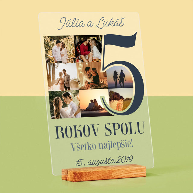 Fotokoláž: 5 Rokov Spolu - Tlač Na Akrylové Sklo (Vertikálne)