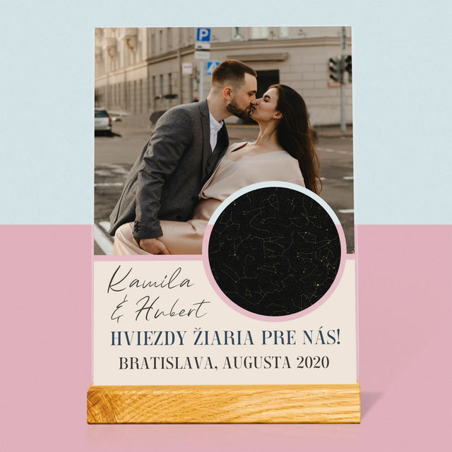 Mapa Hviezd: Hviezdy Žiaria Pre Nás - Tlač Na Akrylové Sklo (Vertikálne)