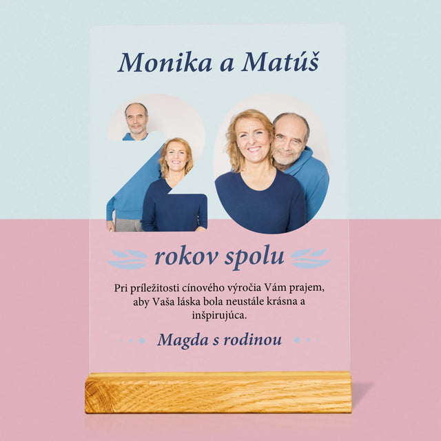 Slovo Z Fotografií: 20 Rokov Spolu - Tlač Na Akrylové Sklo (Vertikálne)