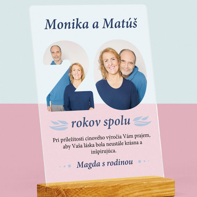 Slovo Z Fotografií: 20 Rokov Spolu - Tlač Na Akrylové Sklo (Vertikálne)