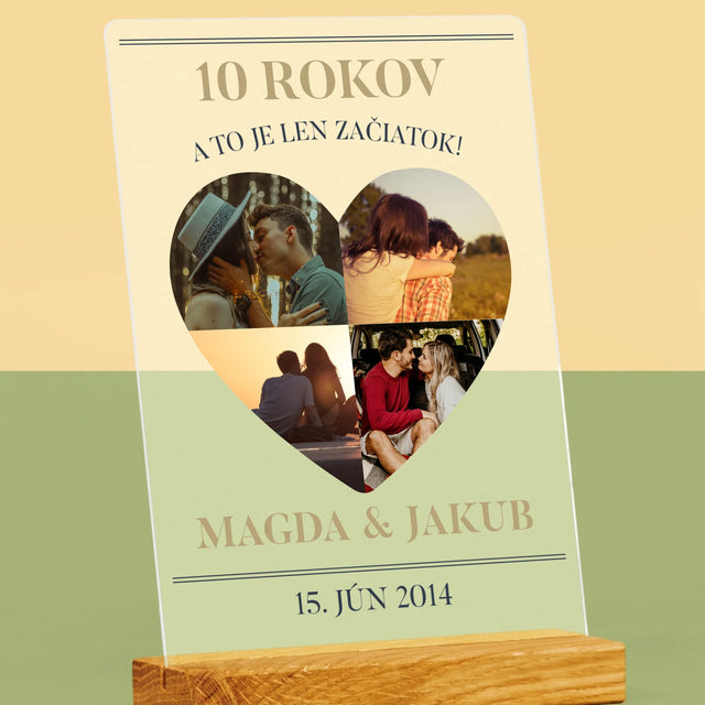 Tvar Z Fotografií: Výročie Srdce - Tlač Na Akrylové Sklo (Vertikálne)
