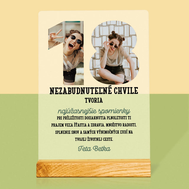 Slovo Z Fotografií: 18. Narodeniny - Tlač Na Akrylové Sklo (Vertikálne)