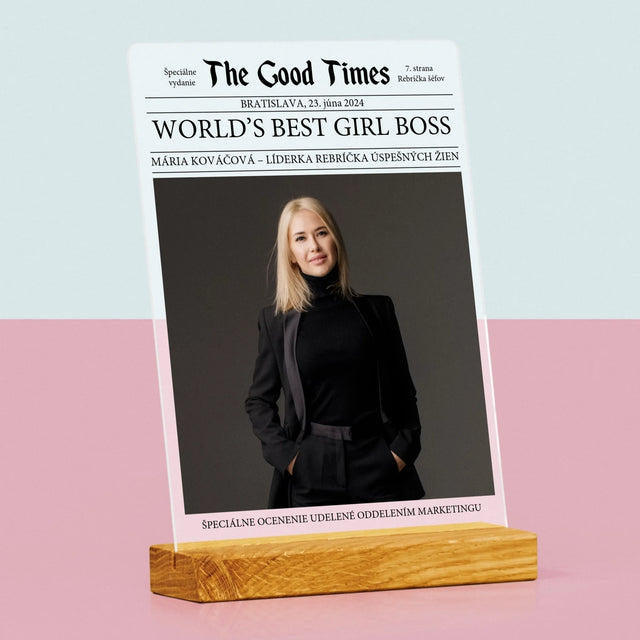 Obálka Časopisu: World’S Best Girl Boss - Tlač Na Akrylové Sklo (Vertikálne)