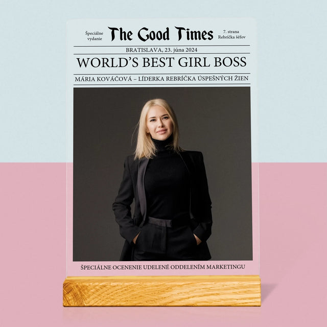 Obálka Časopisu: World’S Best Girl Boss - Tlač Na Akrylové Sklo (Vertikálne)