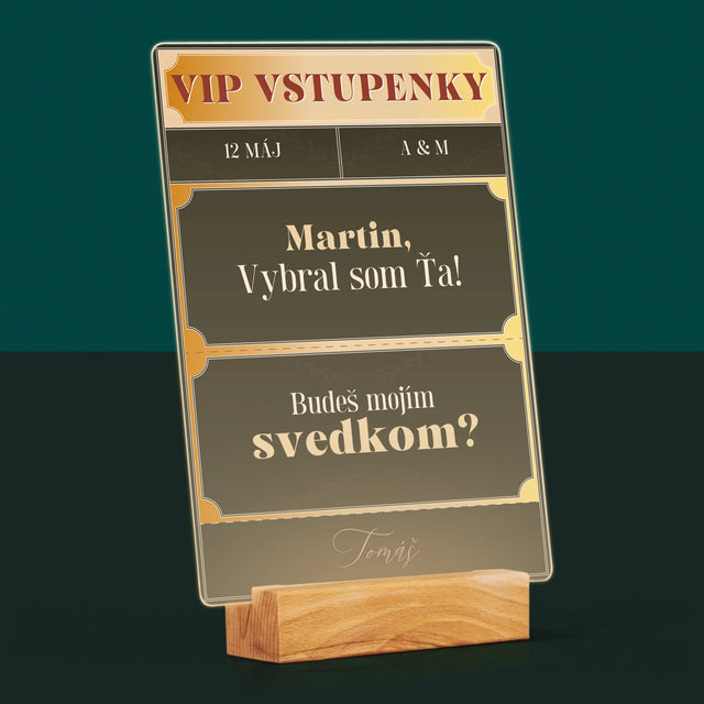 Meno A Podpis: Vip Vstupenky Svedok - Tlač Na Akrylové Sklo (Vertikálne)