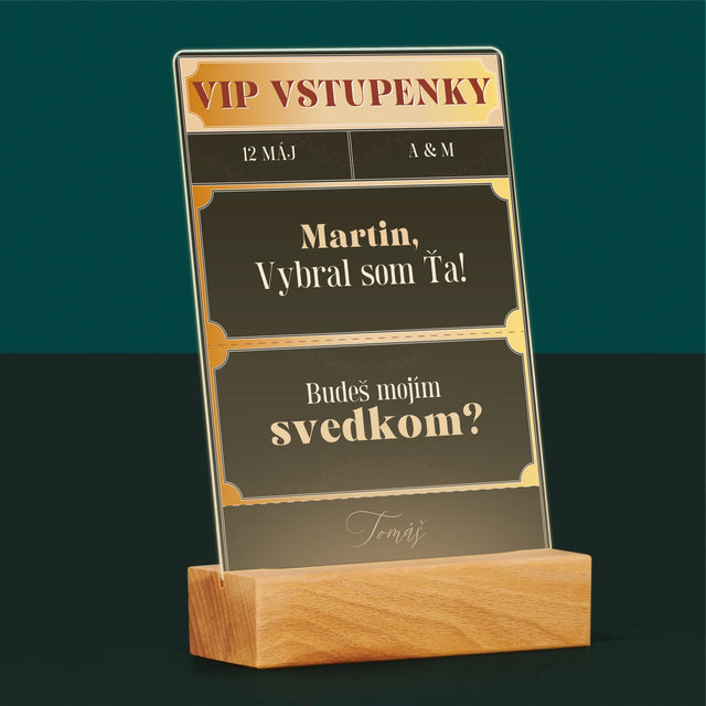 Meno A Podpis: Vip Vstupenky Svedok - Tlač Na Akrylové Sklo (Vertikálne)