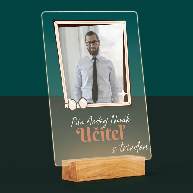 Fotografia A Podpis: Učiteľ S Triedou - Tlač Na Akrylové Sklo (Vertikálne)