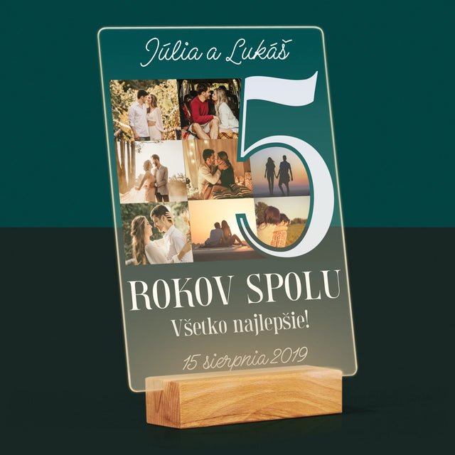 Fotokoláž: 5 Rokov Spolu - Tlač Na Akrylové Sklo (Vertikálne)