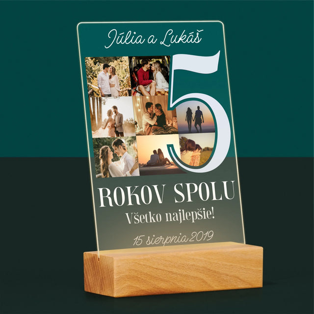 Fotokoláž: 5 Rokov Spolu - Tlač Na Akrylové Sklo (Vertikálne)