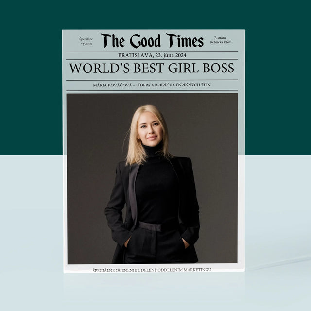 Obálka Časopisu: World’S Best Girl Boss - Akrylový Blok (Vertikálne)