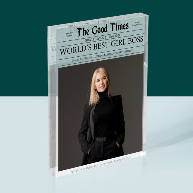 Obálka Časopisu: World’S Best Girl Boss - Akrylový Blok (Vertikálne)