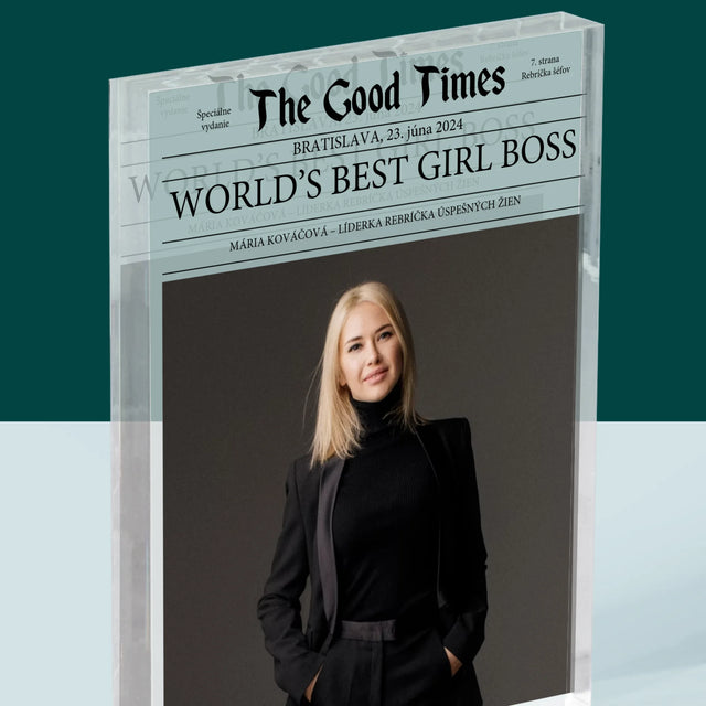 Obálka Časopisu: World’S Best Girl Boss - Akrylový Blok (Vertikálne)