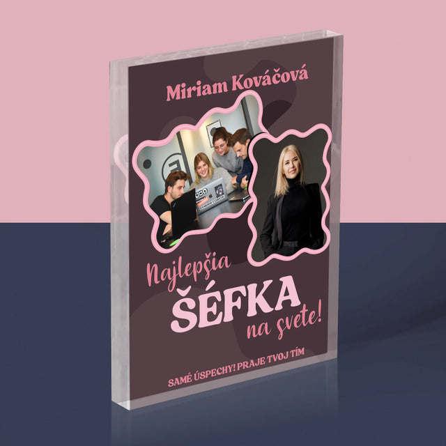 Fotokoláž: Najlepšia Šéfka - Akrylový Blok (Vertikálne)